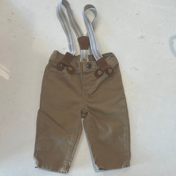 Baby B’gosh Khaki Suspender Pants - Picture 1 of 3